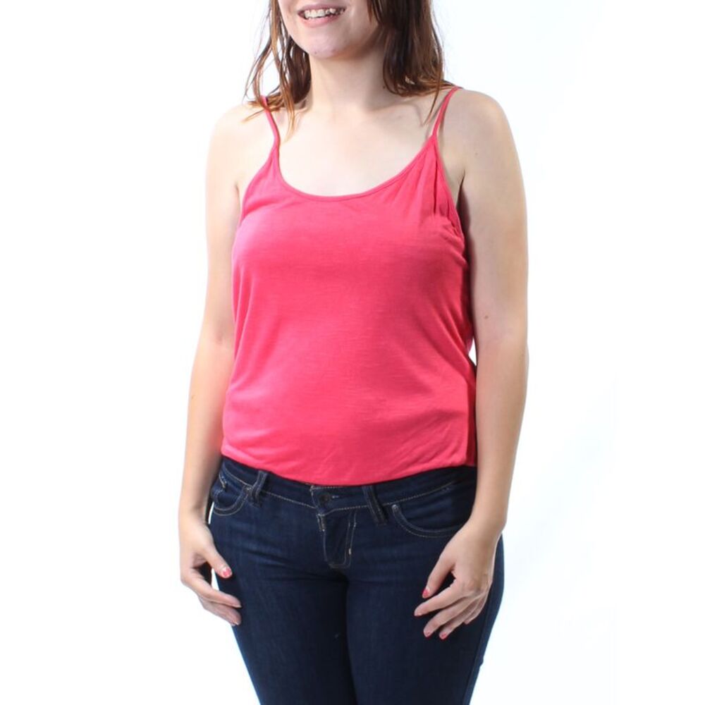 HEARTS AND HIPS Womens Pink Spaghetti Strap Scoop Neck Top Size: L